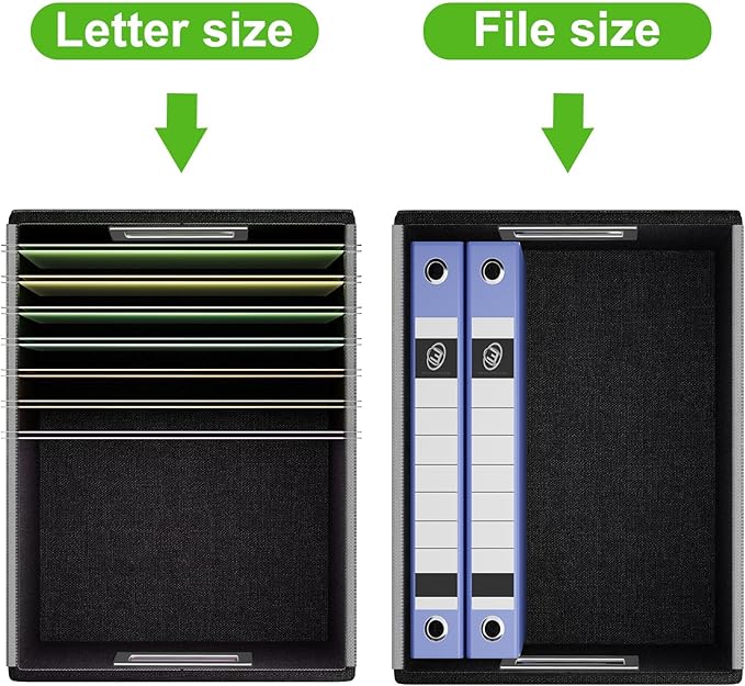 Huolewa Portable Leather File Organizer Storage Boxes, Collapsible File Folder Organizer Boxes with Lids, Document Organizer,
