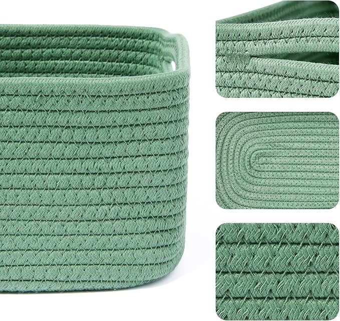 MiniArk Small Storage Baskets for Organizing | Closet Organizer Bins | Shelf Toy Basket | Woven Rope Baskets | Cube Decorativ