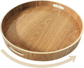 i-lan 16 Inch Large Wooden Lazy Susan Turntable - Wood Rotating Serving Tray for Dining Table & Countertop, Round Table Top O