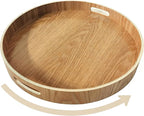 i-lan 16 Inch Large Wooden Lazy Susan Turntable - Wood Rotating Serving Tray for Dining Table & Countertop, Round Table Top O
