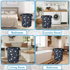 Star Moon Laundry Basket Collapsible Laundry Hamper with Handle, Oxford Clothes Toy Storage Bin for Bathroom Bedroom Room Dec