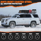 Mockins 90"x50"x6" XXL Heavy Duty Roof Rack Cargo Carrier for Top of Vehicle Storage | 250 Lbs. Cap Steel Car Roof Basket Set w/Straps | All-Weather Rooftop Cargo Carrier for SUV, RV & Large Vehicles