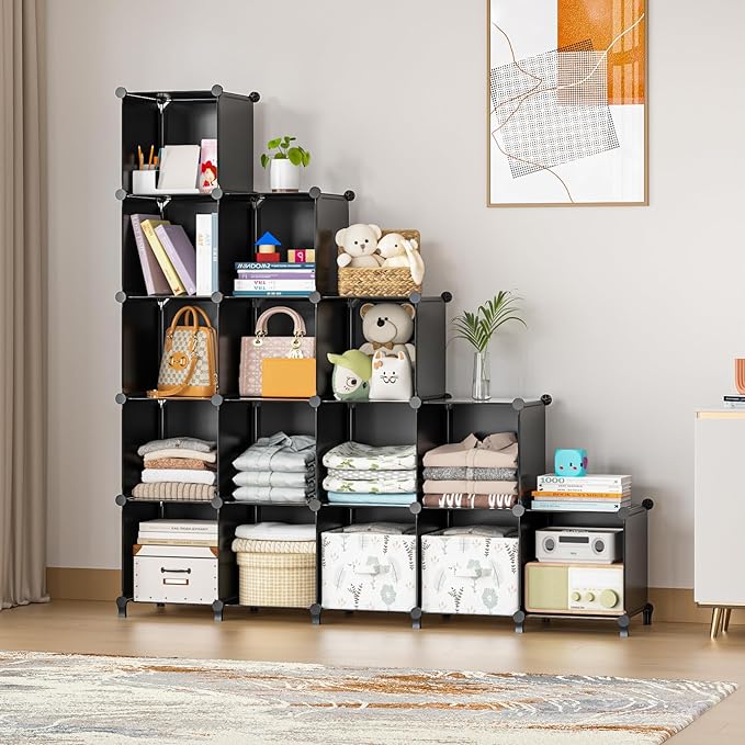 Neprock 16 Cubby Storage Organizer, Closet Clothes Storage Organizer, Cube Shelves Closet Organizers and Storage Shelves for 