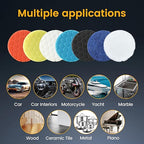 Bufing Polishing Pads - 7Pcs Face for Backing Plate, Car Compound Buffing Sponge Pads and Woolen Cutting Polishing Pad Kit (7 inch)