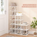 Vertical Tall Shoe Rack Organizer for Entryway -12 Tier Free Standing Slim Narrow Bamboo Wood Corner Stackable Shoe Boots Sto
