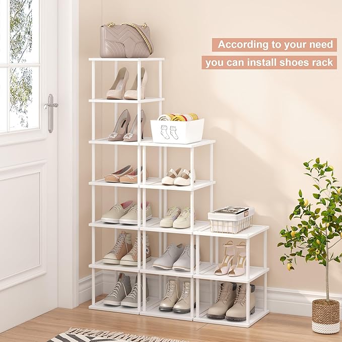 MHXW SXPN Bamboo Free Standing Shoe Rack Shelf Multi Tier Tall Wooden Stackable Shoes Rack Organizer for Closet Front Door En