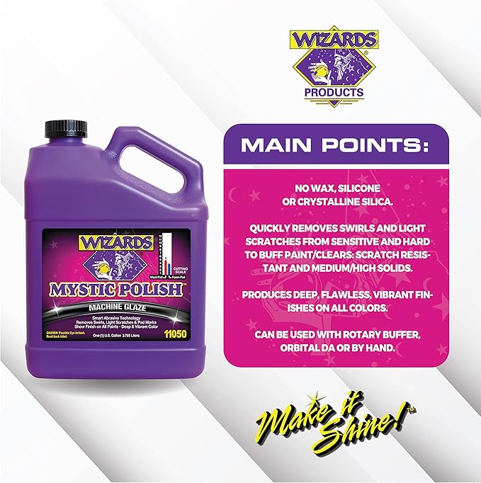 Wizards Mystic Polish Machine Glaze - Cutting Compound and Polish with Smart Abrasive Technology - Professional Car Scratch Remover - Water-Based Polishing Compound for Car Detailing Kit - 1 Gallon