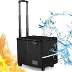 Fireproof File Box with Wheels, Collapsible Rolling Fireproof Document Bag with Lock, Fireproof Box with Handle & Casters, Mo