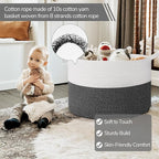 INDRESSME 115L Extra Large Cotton Rope Blanket Basket, Woven Baby Laundry Baskets for Clothes Pillows Towel, Toy Baksets for 