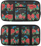 Car Sun Visor Storage Bag,Rose Tactical Car Visor Organizer with Zipper Adjustable Straps for SUV Truck Pickup Patrol Car Storage