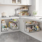 Under Sink Organizer Upgrade To Professional Rails,2-Tier Dual Pull Out Cabinet Storage,Height Adjustable Slide Out Drawers F