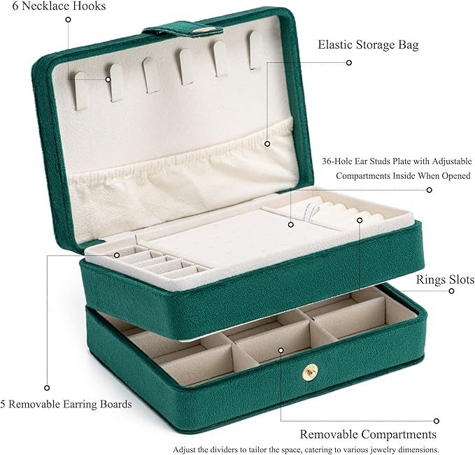 MODENGKONGJIAN Jewelry Organizer Box, 2-Layer Large Jewelry Storage Case, Portable Travel Jewelrys Display Holder for Earring