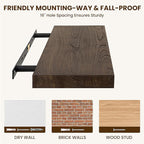 Dreamland Solid Wood Floating Shelves 30"x8" Set of 2 - Smooth Edge Elm Wall Mounted Shelf with Invisible Brackets, Minimalis
