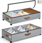 Yecaye Under Bed Storage with Wheels, 2 Pack Under Bed Storage Containers with Adjustable Dividers & Clear Window, Rolling Un