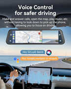 4K Rear View Mirror Camera with Carplay&Android Auto,12" Mirror Dash Cam Front and Rear with Voice Control for Cars&Trucks,Sm