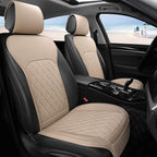 Sanwom Universal Front Leather Car Seat Covers 2 Pcs Luxury Seat Covers, Anti-Slip Waterproof Auto Driver Cushions Fit SUV Pi