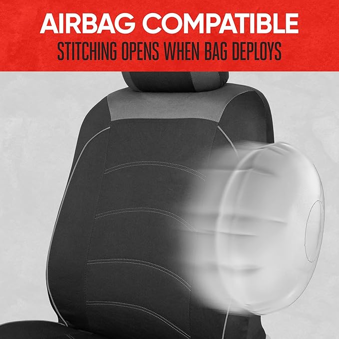 Motor Trend Black Cloth Car Seat Covers for Front Seats – Premium Automotive Bucket Seat Covers, Made for Vehicles with Remov