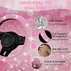 NBTEPEM 30 Pcs Pink Bling Car Accessories Set for Women, Pink Steering Wheel Cover Set, Bling Console Cover, Seat Belt Cushion, Shift Knob Cushion, Cup Coaster, Rhinestone Car Hanging Accessories