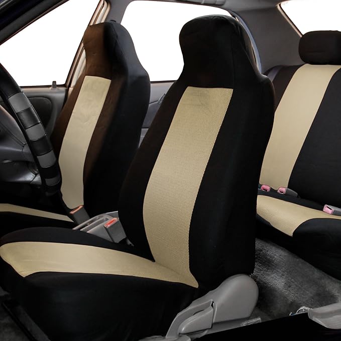 FH Group All Purpose Flat Cloth Car Seat Covers for Bucket Seats, 2 Piece Universal Fit, Washable Seat Covers for SUV, Sedan,