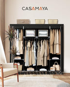 CASAMAYA Portable Closet, 66.9 Inch Large Capacity Wardrobe Closet with Cover, Clothes Storage Organizer with Shelves and 4 H