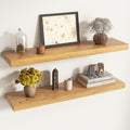 Elm Floating Shelves for Wall Decor, Rustic Solid Wood Shevles Wall Mounted with Invisible Bracket for Living Room Bathroom B