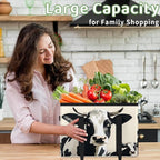 Reusable Grocery Bags Heavy Duty Shopping Bags Foldable Large Tote Bags with Long Handles & Hard Bottom