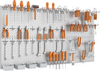WALMANN Metal Pegboard Kit with Accessories for Wall Garage Tools Storage Pegboard for Garage, Workbench, Modular Peg Board T