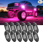 LED Rock Lights for Trucks 12 Pods,RGB Rocklights with App & Remote Control, Underglow Rock Light Kit for Trucks UTV ATV Golf Cart RZR