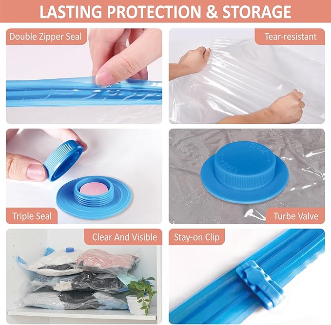 Cozy Essential Travel Vacuum Storage Bags with Rechargeable Cordless USB Pump for Luggage, Suitcase, Carry-on Size Vacuum Sea