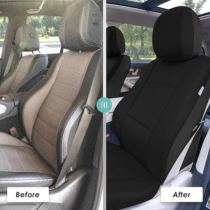 FH GRO Car Seat Covers PU Leather 3 Row 8 Seater Car Seat Covers, Airbag Compatible and Split Bench - Fit Most Car, Truck, SU