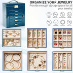 AKOZLIN 6-Tier Jewelry Box Lockable Leather Jewelry Storage Case with 5 Drawers for Women Girls Ring Necklace Earring Bracele