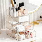 Medicine Cabinet Organizer with Removable Dividers, 3-Tier Stackable Drawer Storage for Bathroom, RV, Vanity, Countertop & De