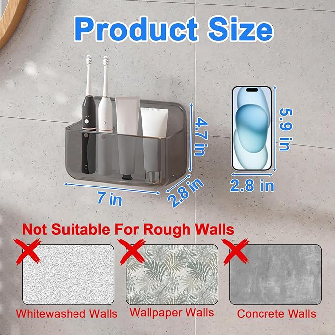 Diesisa 2pc Acrylic Wall Mount Organizer, Adhesive Cabinet Door Organizer,Acrylic Bathroom Shelves for Wall,No Drilling Hang 