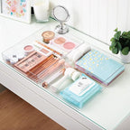 STORi SimpleSort 2-Piece Stackable Clear Drawer Organizer Set | 12" x 9" x 2" Rectangle Trays | Wide Makeup Vanity Storage Bi
