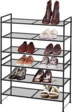Simple Houseware 3-Tier Stackable Mesh Shoe Rack, Black
