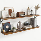 Floating Shelves for Wall,48" Wx8 D Wood Wall Shelves,Hanging Storage Floating Shelf with Metal Brackets,Wide Floating Booksh