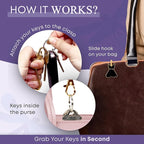 Women’s Bag Charm Key Finder, Car Keychain Hook, Cute Purse Organizer & Tote Bag Accessories, Gifts for Mom - Original