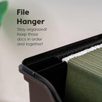 IRIS USA Portable File Box With Handle, Slim w/Organizer Lid, Plastic File Organizer Box for Letter Files, Hanging Filing Fol