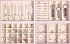 LANDICI Stackable Jewelry Organizer Trays 4 Set,PU Leather Jewelry Organizer Drawer,Jewelry Storage Display Tray for Earring 