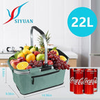 Picnic Basket, SIYUAN Shopping Basket with Handle 22L Collapsible Grocery Basket Portable Folding Basket for Marketing Picnic