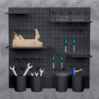 Jetec Pegboard Wall Organizer Kits with 4 Pack Peg Board Organizer Accessories Storage Shelve Hooks Pegboard Combination Kits