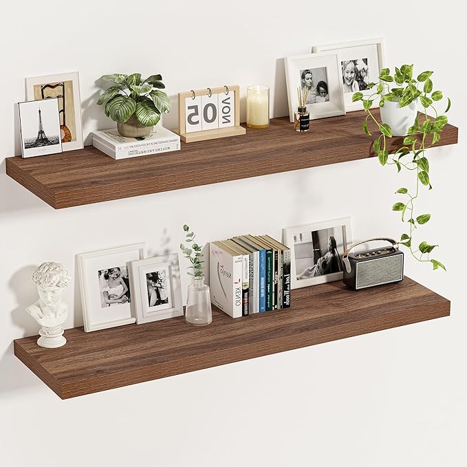 Vivelove Rustic Floating Shelves for Wall 12 Inch Deep, 47.2" X 12" X 1.5" Floating Shelf, 2 Inch Thick Shelf for Living Room