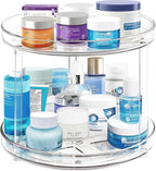 2 Tier Lazy Susan, 10.6 Inch Clear Makeup & Skincare Organizer, Bathroom Countertop Perfume Organizer