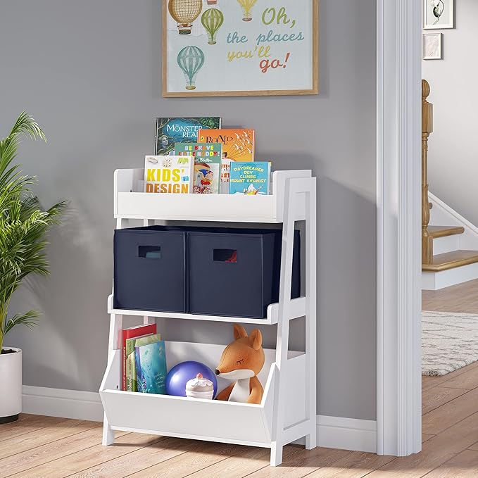 RiverRidge Folding Storage Bins with Handles Navy Cube Storage Organizer for Closet, Bedroom & Playroom - Closet Organizers S