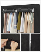 SONGMICS Portable Closet, Wardrobe Closet Organizer with Cover, 3 Hanging Rods and Shelves, 4 Side Pockets, 51.2 x 17.7 x 65.