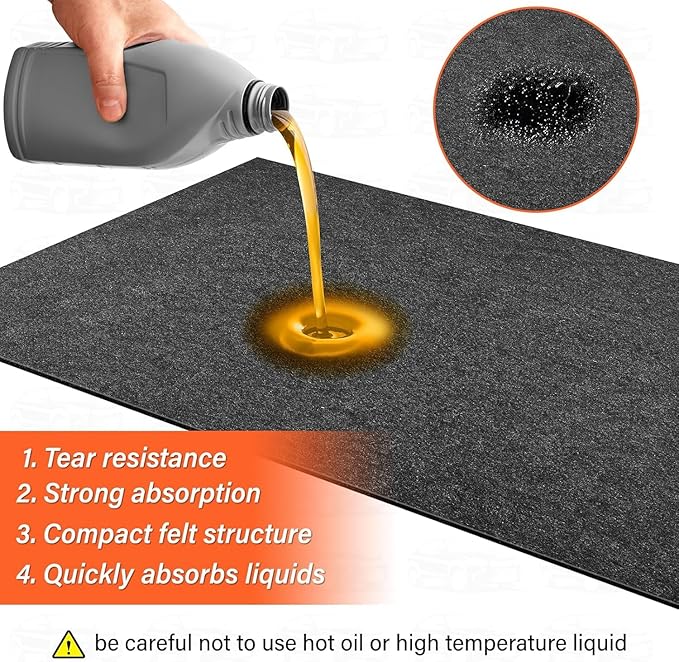 60 X 72 Inch Garage Floor Mat Under Car,Oil Spill Mat,Premium Maintenance mat,Waterproof Rubber Backing Layer Protects Garage