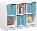 Furinno BASIC Book Shelf, 6-Cube Bookshelf with Open Shelf, 3 x 2 Bookcase with Storage Bins, Closed Back, Horizontal, 11.9 x