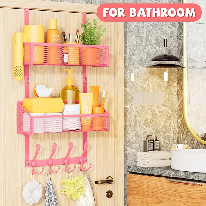 Kaiferty Over The Door Hooks Organizer, Coat Rack Over The Door Storage Hanger Towel Rack, Back of Door Storage Organizer for