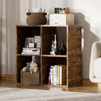 COMHOMA 4 Wood Cube Storage Organizer with Open Back and Removable Back Panels, 11In Brown Cube Storage Bookshelf, Cubicle Sh