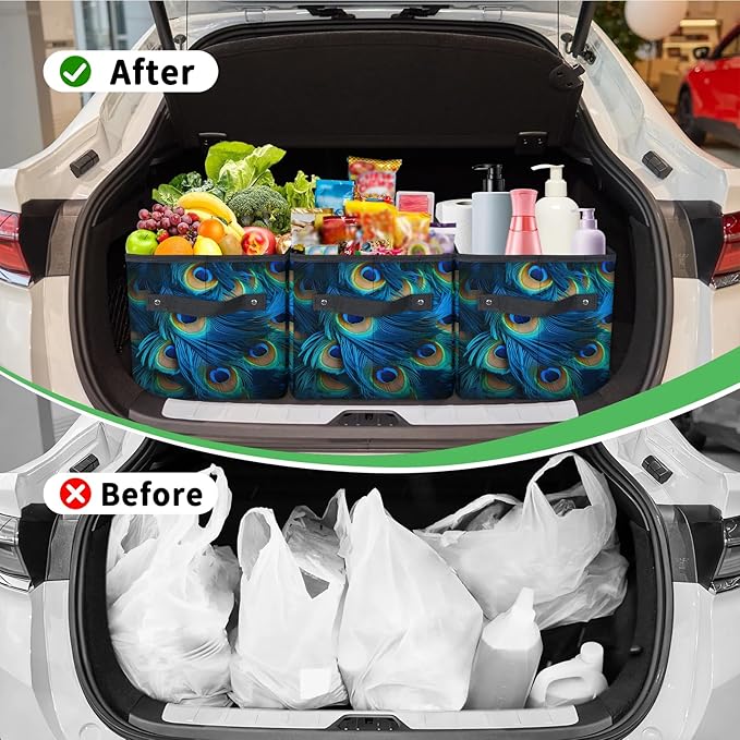 Reusable Grocery Bags Heavy Duty Shopping Bags Foldable Large Tote Bags with Long Handles & Hard Bottom
